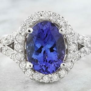 2.66 Carat Tanzanite 14K White Gold Diamond Ring